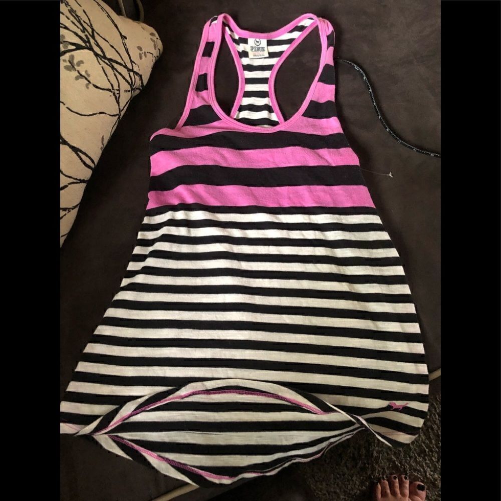Victoria’s Secret pink long tank top. With pink side stripes.